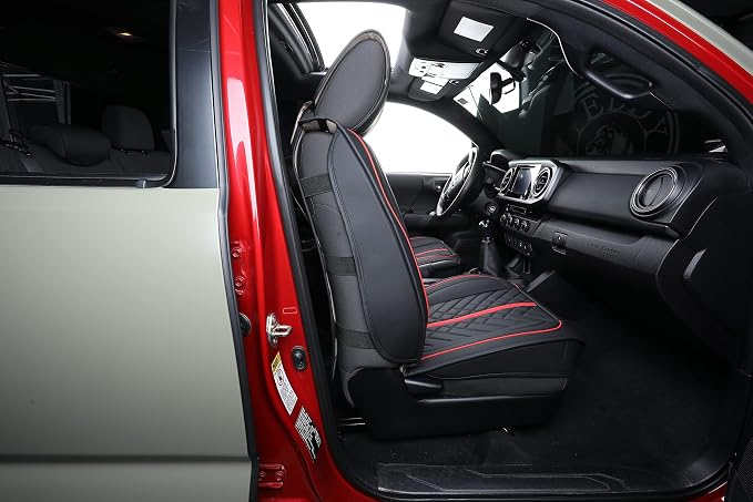 Seat Covers for Toyota Tacoma — Front Seat — Black / Red
