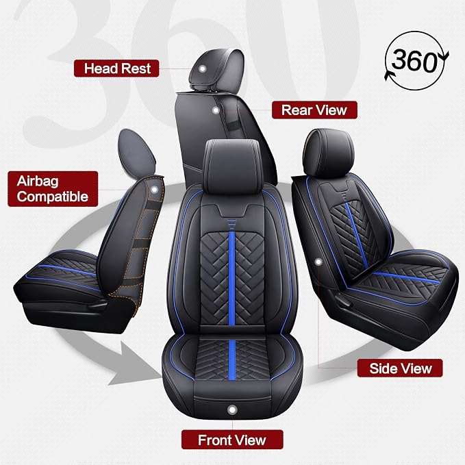 Seat Covers for Toyota Tacoma — Full Set — Black / Blue