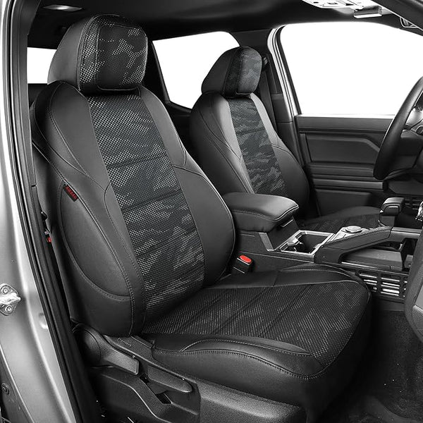 Faux Leather Seat Covers for Toyota Tacoma โ Full Set โ Black / Gray