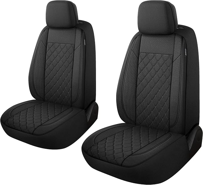 Fabric Car Seat Covers — Front Seat — Black