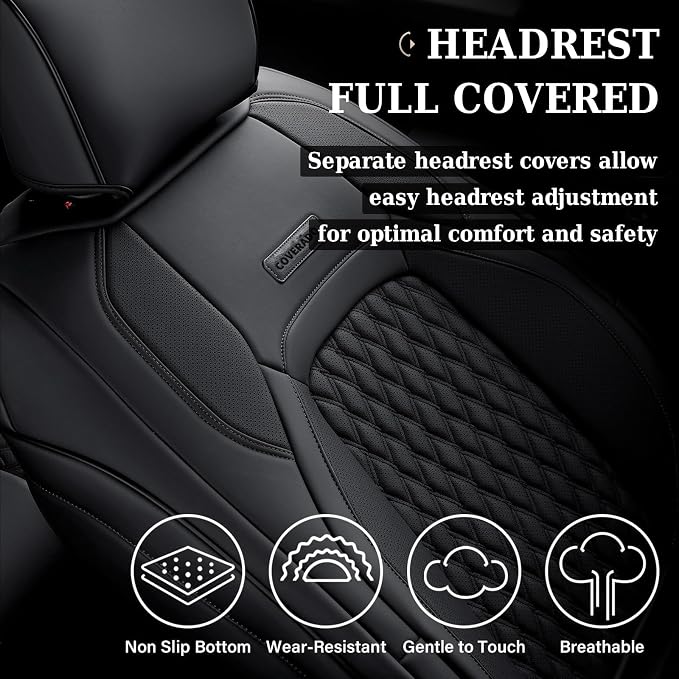 Faux Leather Seat Covers for Chevrolet Silverado / GMC Sierra — Front Seat — Black