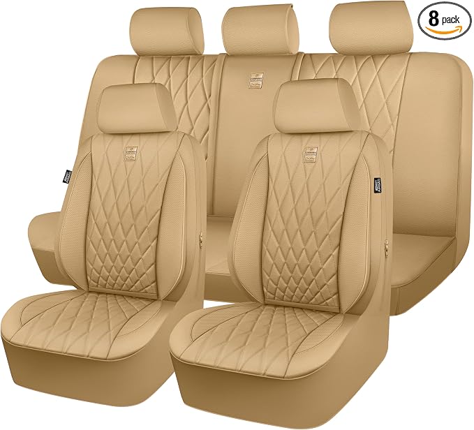 Universal Faux Leather Seat Covers — Full Set — Beige