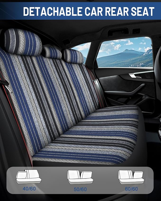 Fabric Car Seat Covers — Front Seat — Blue
