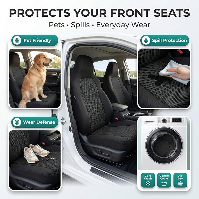 Universal Fabric Seat Covers — Full Set — Black