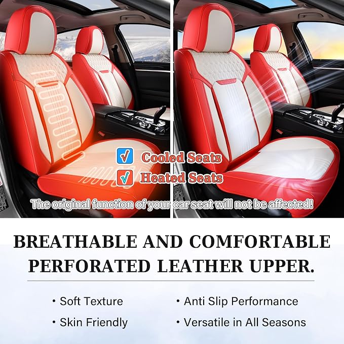 Universal Seat Covers — Full Set — Red / White