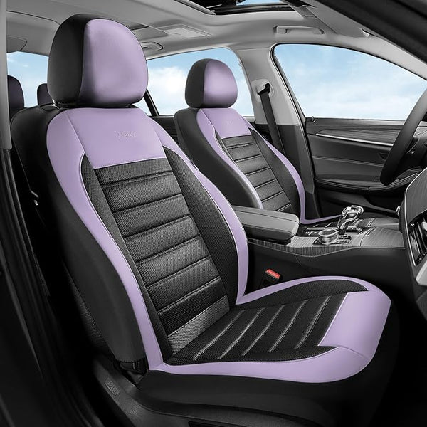 Fabric Car Seat Covers โ Front Seat โ Purple / Black