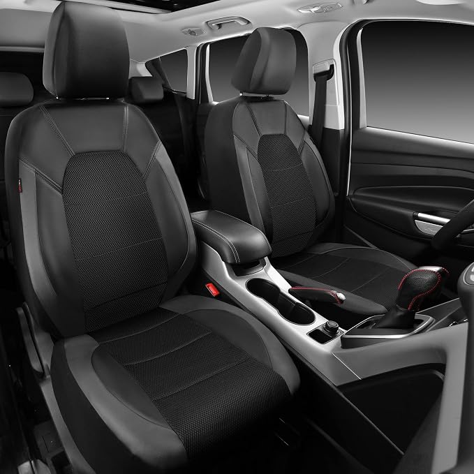 Universal Fabric Seat Covers — Front Seat — Black / Gray