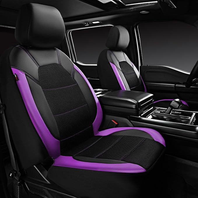 Universal Seat Covers — Full Set — Black / Purple
