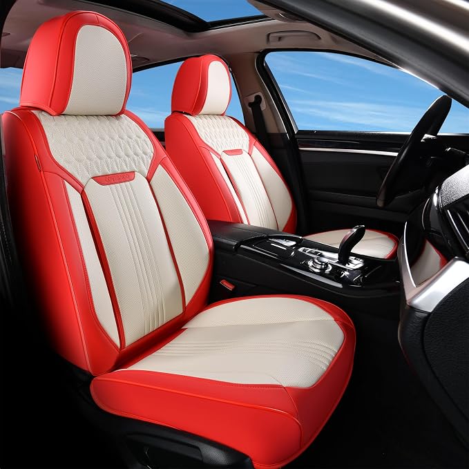 Universal Seat Covers — Full Set — Red / White