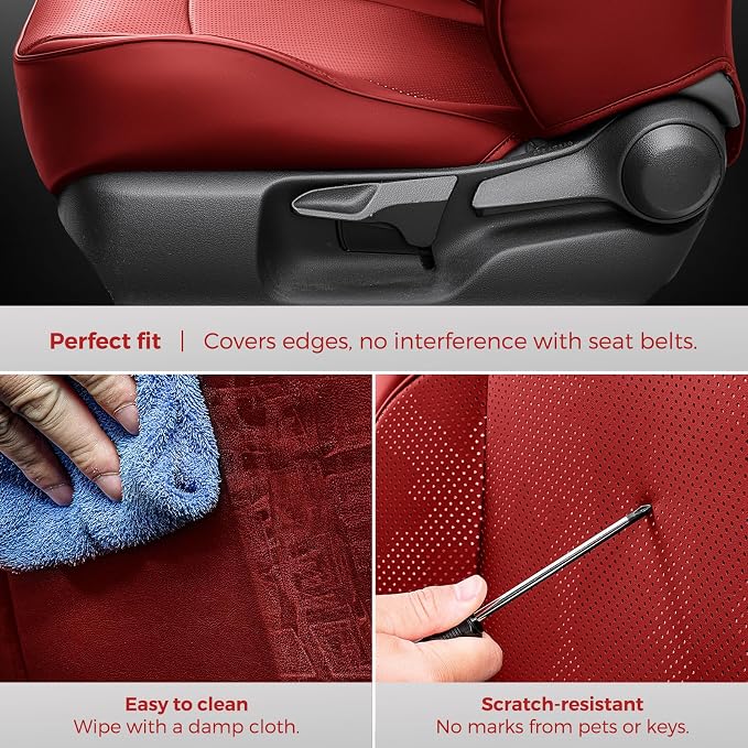 Faux Leather Seat Covers for Toyota Tacoma — Front Seat — Red
