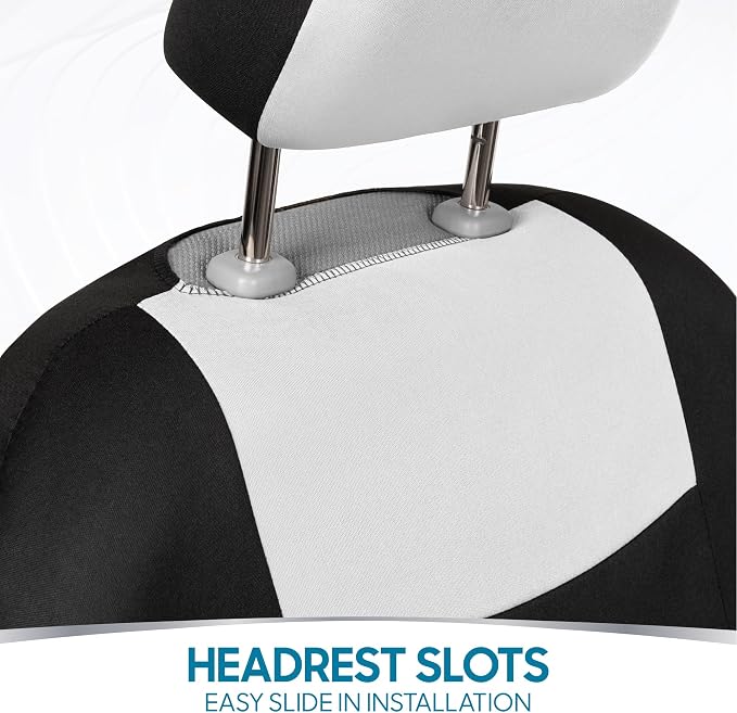 Car Seat Covers — Full Set — White / Black