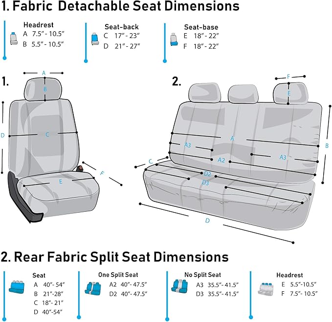 Universal Fabric Seat Covers — Full Set — Blue