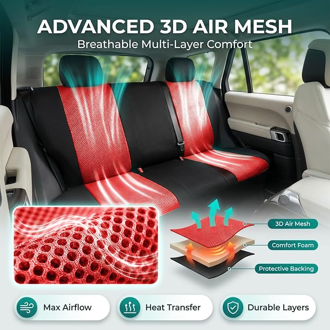 Universal Fabric Seat Covers — Front Seat — Red