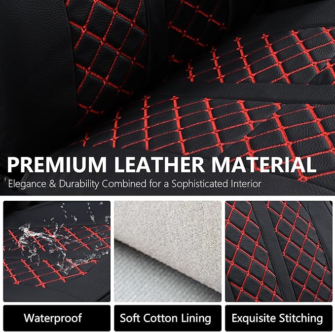 Seat Covers for Toyota Tacoma — Full Set — Black / Red