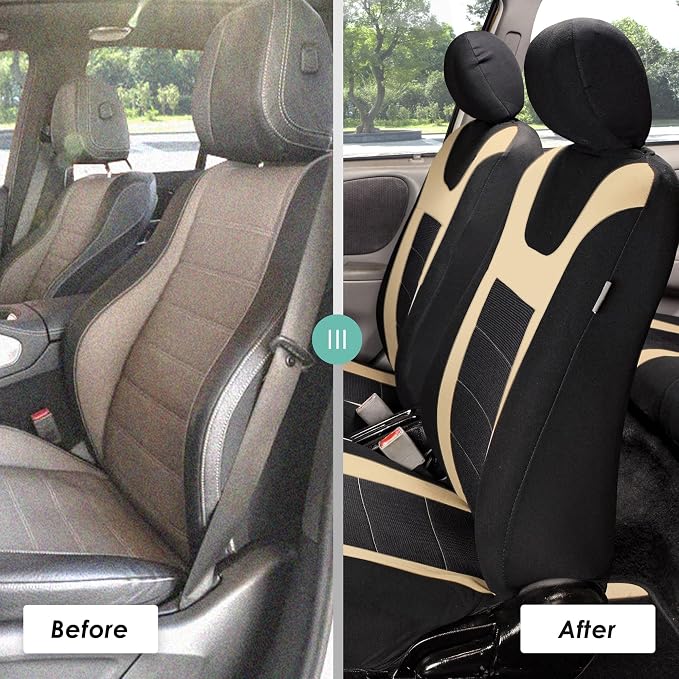 Universal Seat Covers — Front Seat — Beige / Black