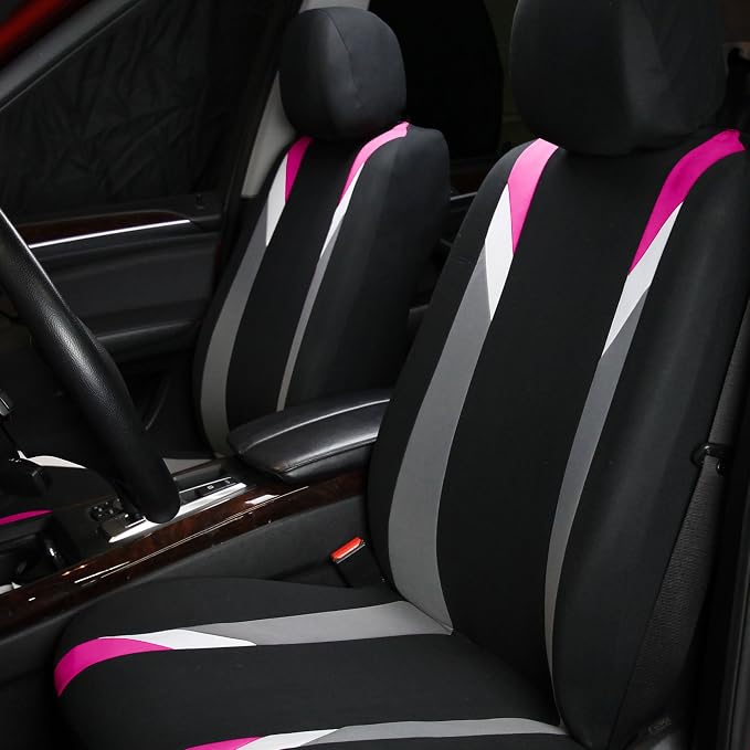 Universal Fabric Seat Covers — Front Seat — Pink