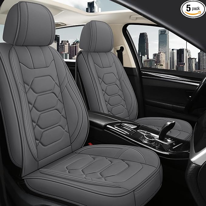 Universal Faux Leather Seat Covers — Full Set — Gray