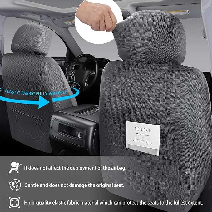 Universal Faux Leather Seat Covers — Full Set — Gray