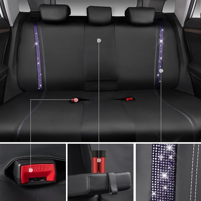 Universal Faux Leather Seat Covers — Full Set — Purple