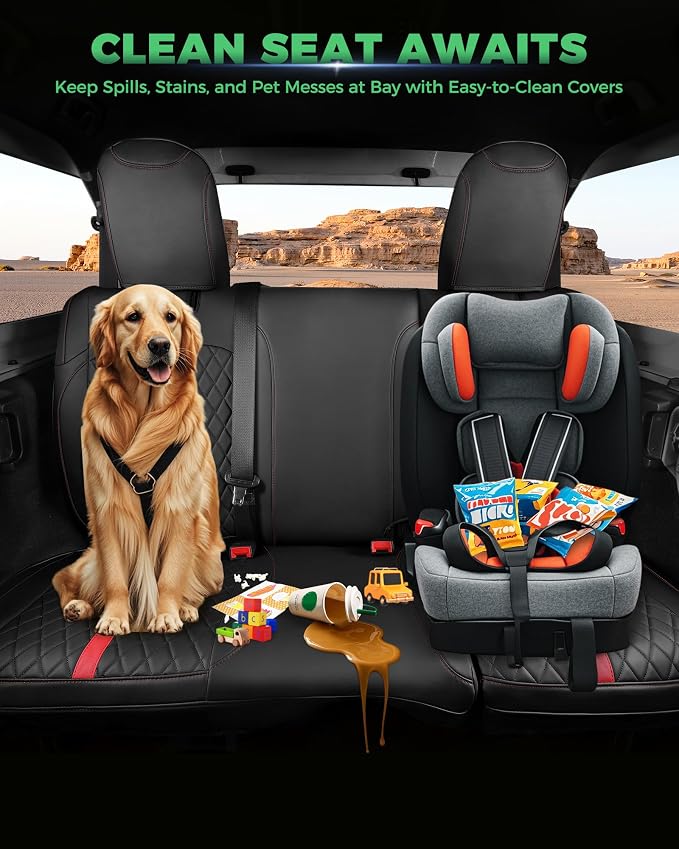 Seat Covers for Jeep Wrangler — Full Set — Black / Red