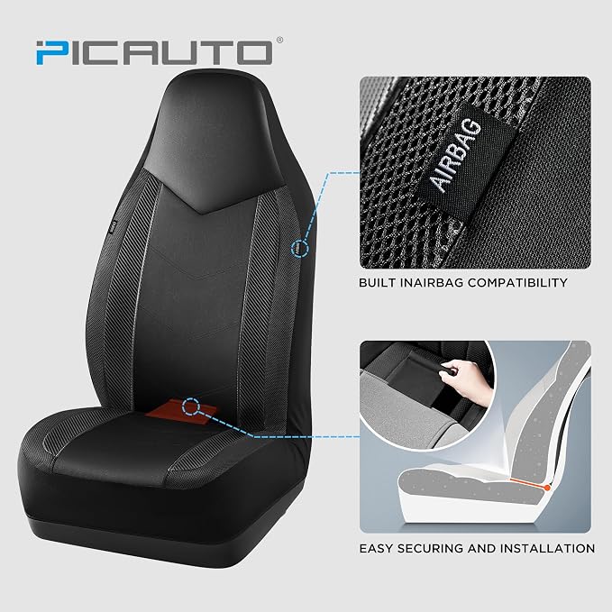 Universal Fabric Seat Covers — Front Seat — Black