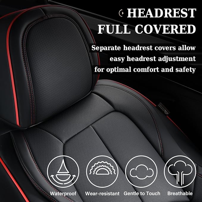 Universal Seat Covers — Full Set — Black / Red