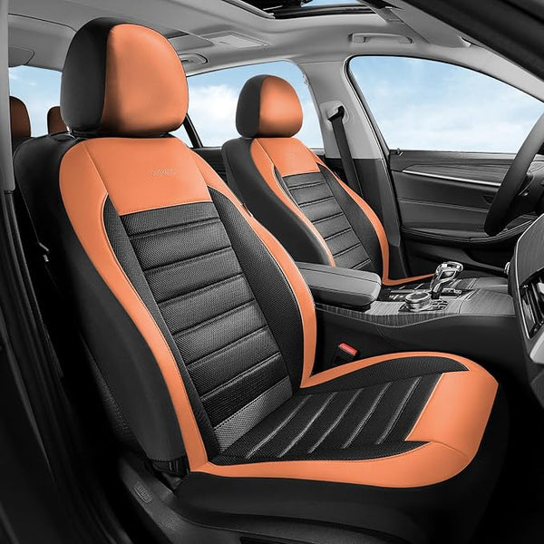 Fabric Car Seat Covers โ Front Seat โ Orange / Black