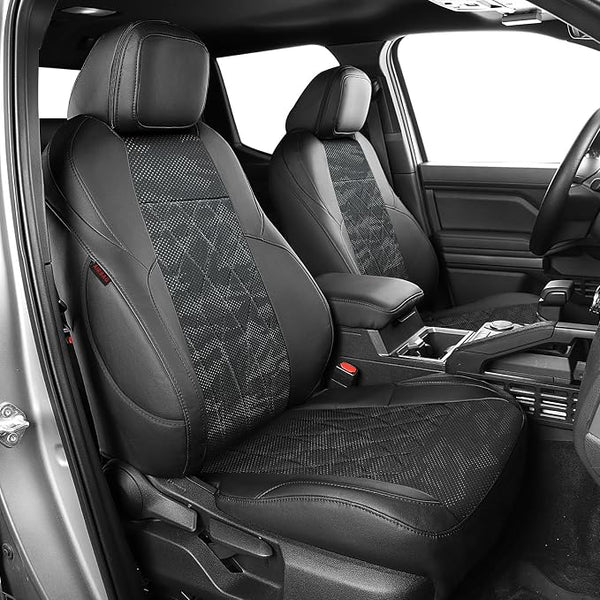 Faux Leather Seat Covers for Toyota Tacoma โ Full Set โ Black / Gray