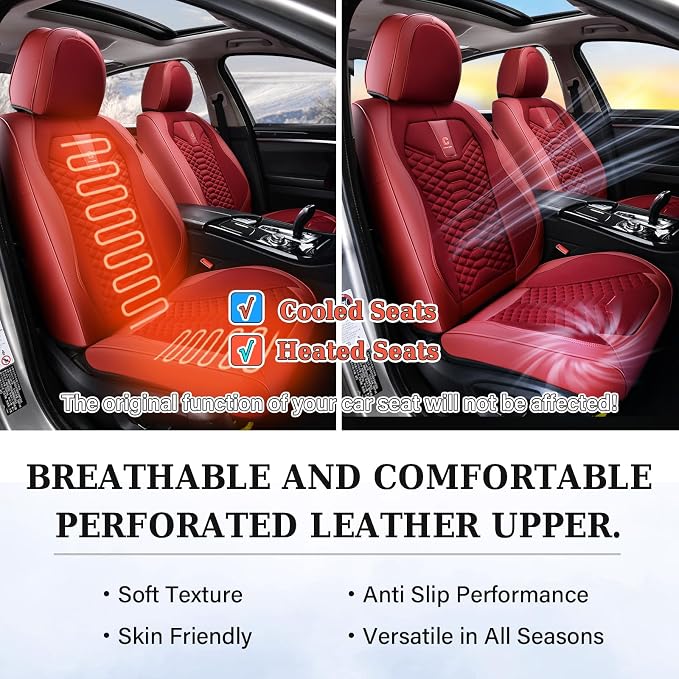 Universal Faux Leather Seat Covers — Full Set — Red