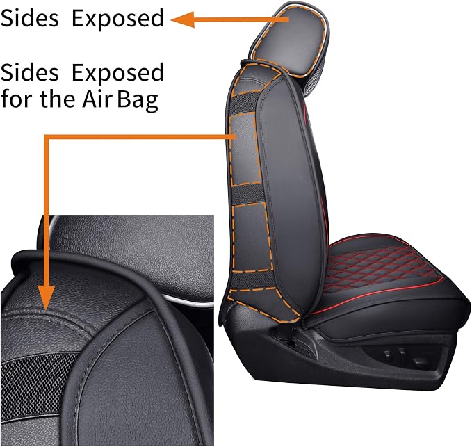 Faux Leather Seat Covers for Chevrolet Silverado / GMC Sierra — Front Seat — Black / Red