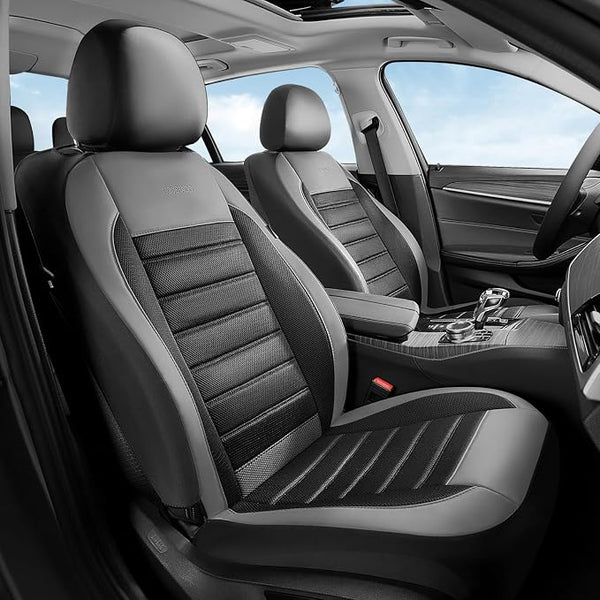 Fabric Car Seat Covers โ Front Seat โ Black / Gray