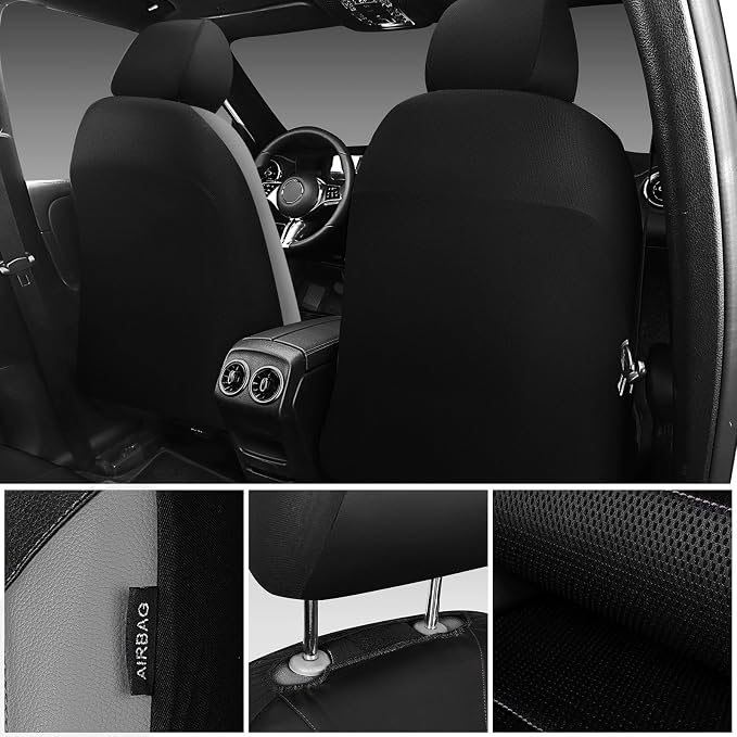 Universal Fabric Seat Covers — Front Seat — Black / Gray