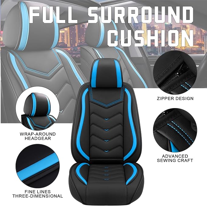 Seat Covers for Honda Civic — Full Set — Black / Blue