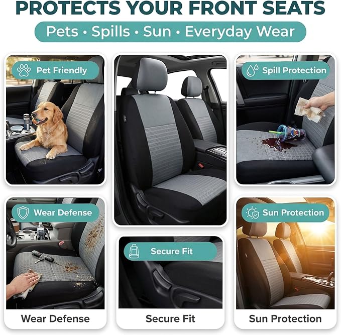 Universal Seat Covers — Front Seat — Gray