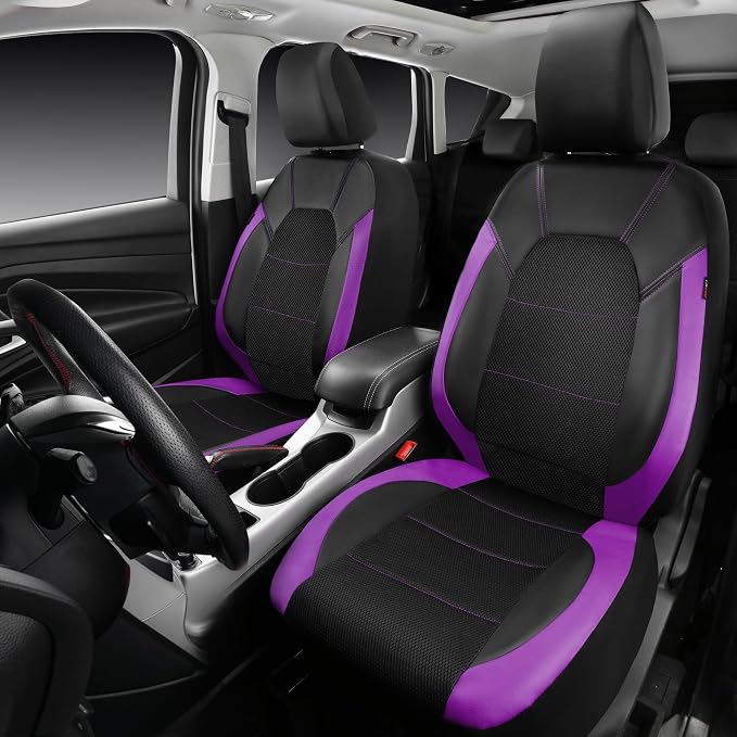 Universal Seat Covers — Full Set — Black / Purple