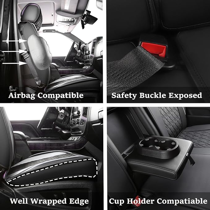 Seat Covers for Chevrolet Silverado / GMC Sierra — Full Set — Black / White