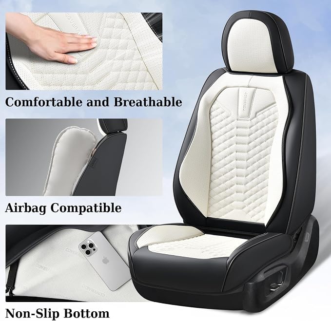 Universal Seat Covers — Front Seat — Black / White