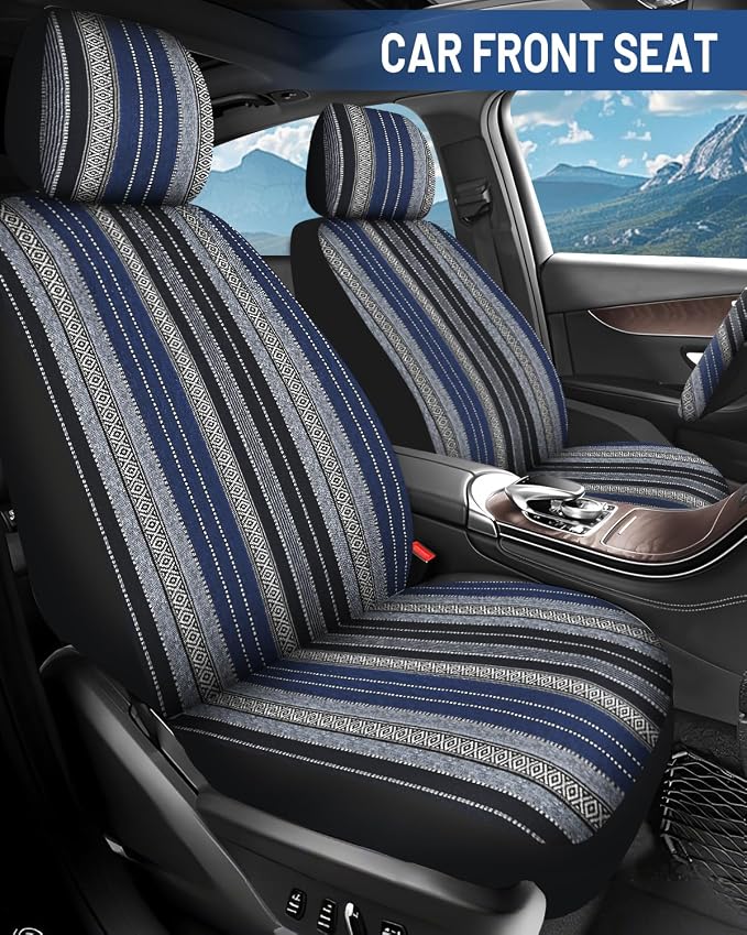 Fabric Car Seat Covers — Front Seat — Blue