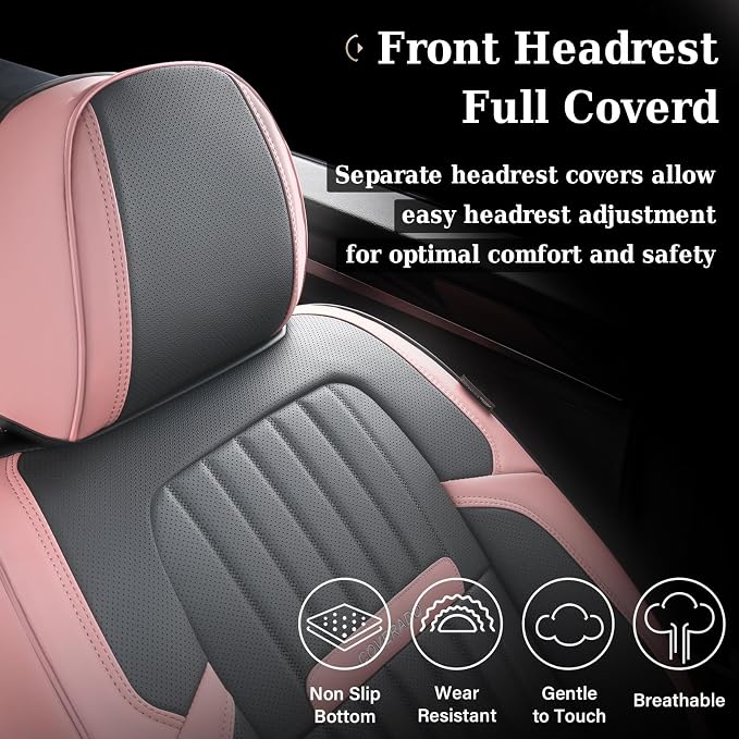Universal Seat Covers — Full Set — Pink / Gray