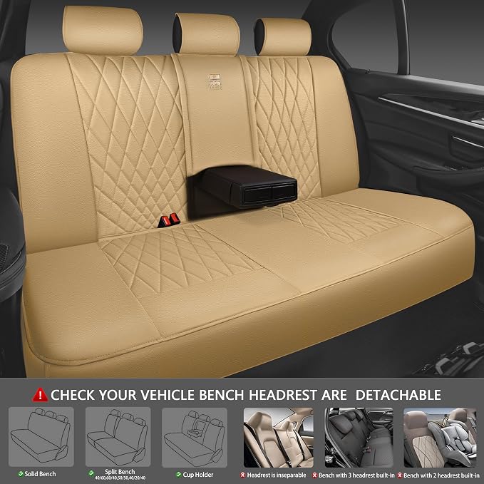 Universal Faux Leather Seat Covers — Full Set — Beige