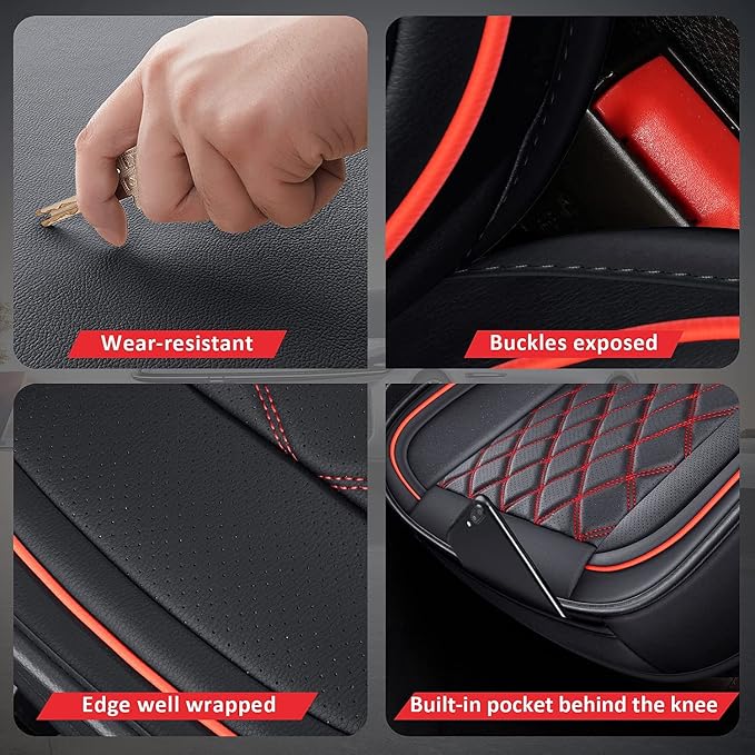 Seat Covers for Multiple Vehicles — Full Set — Black / Red