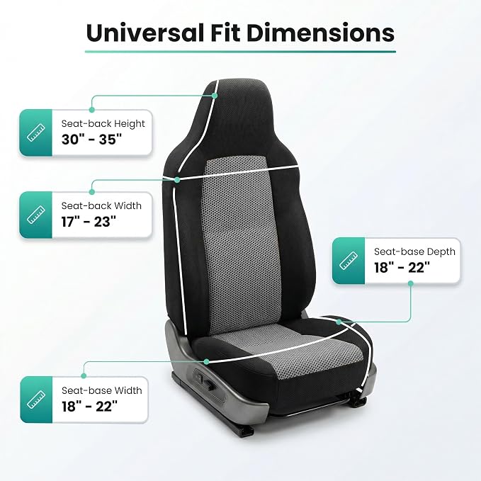 Universal Fabric Seat Covers — Front Seat — Gray