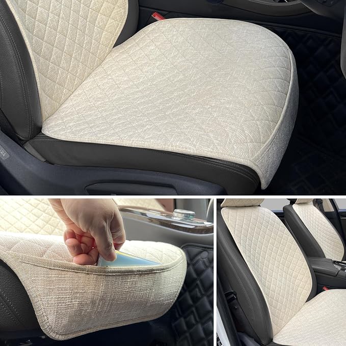 Universal Fabric Seat Covers — Front Seat — Beige