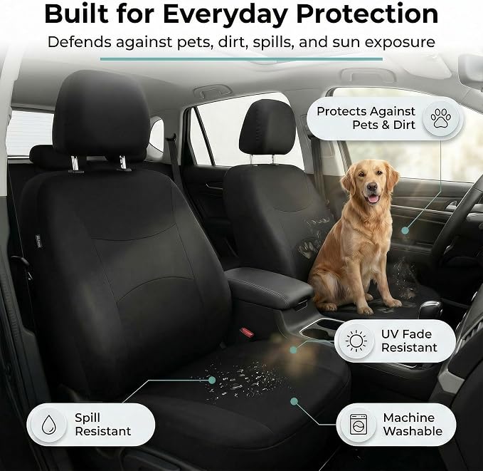 Universal Fabric Seat Covers — Front Seat — Black
