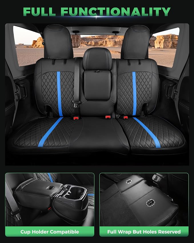 Seat Covers for Jeep Wrangler — Full Set — Black / Blue