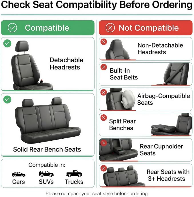 Universal Faux Leather Seat Covers — Full Set — Gray