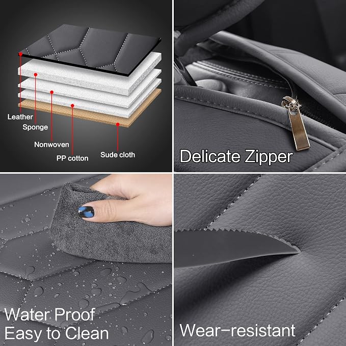 Universal Faux Leather Seat Covers — Front Seat — Gray