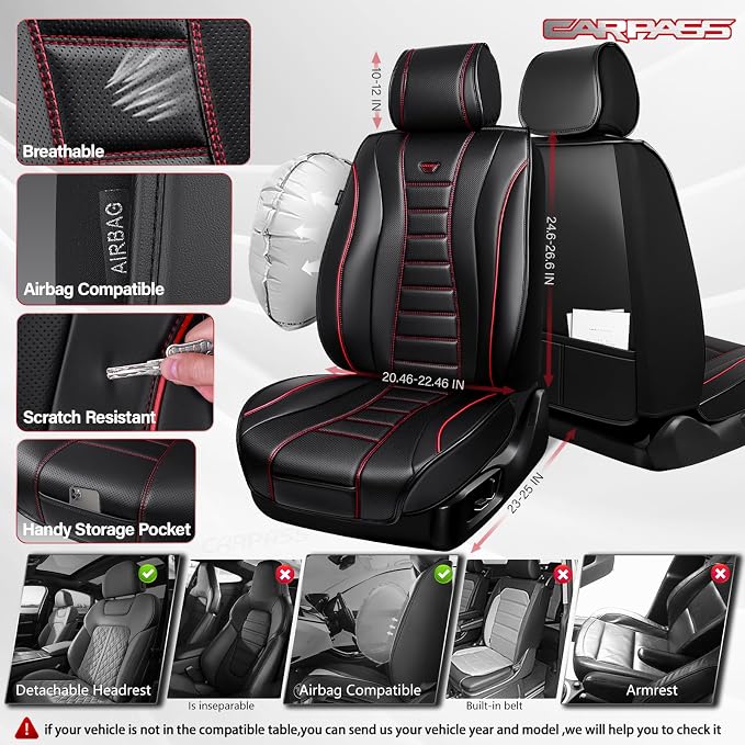 Universal Seat Covers — Front Seat — Black / Red