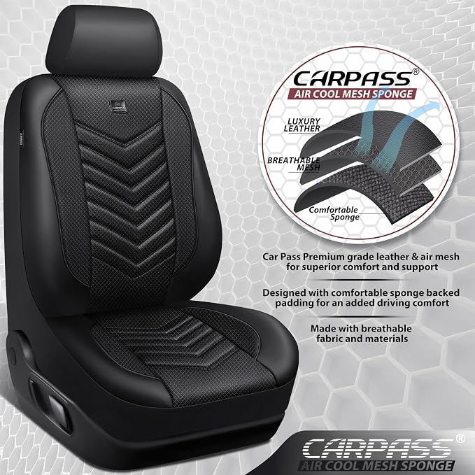 Universal Fabric Seat Covers — Front Seat — Black