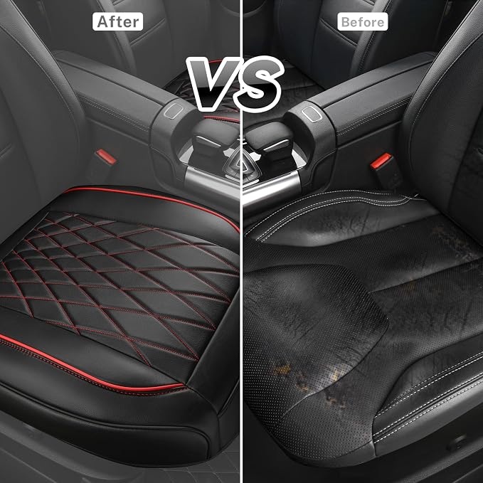Universal Faux Leather Seat Covers — Front Seat — Black / Red